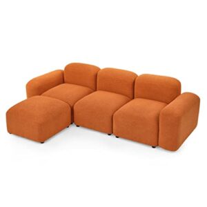 jfgjl l-shape modular sectional sofa，diy combination，teddy fabric，orange.