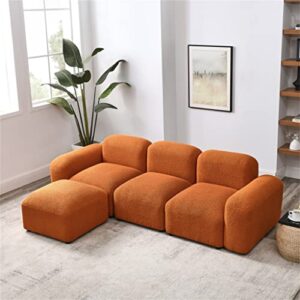 JFGJL L-Shape Modular Sectional Sofa，DIY Combination，Teddy Fabric，Orange.