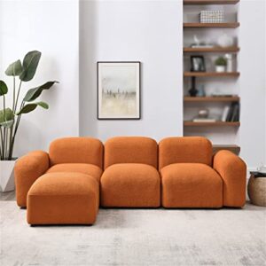 JFGJL L-Shape Modular Sectional Sofa，DIY Combination，Teddy Fabric，Orange.