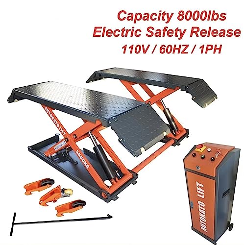 Motool Technology KT-X85 Mid Rise Scissor Lifts: 8000lbs Electric Release Auto Lift 110V/220V 1PH (KT-X85_110V)