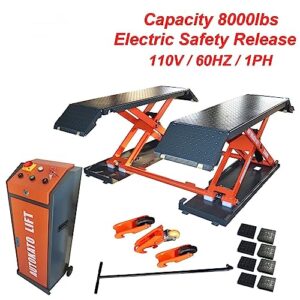 Motool Technology KT-X85 Mid Rise Scissor Lifts: 8000lbs Electric Release Auto Lift 110V/220V 1PH (KT-X85_110V)