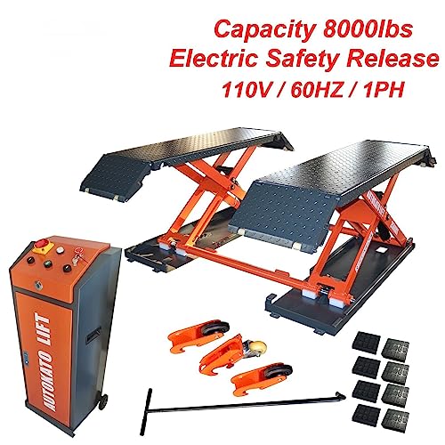 Motool Technology KT-X85 Mid Rise Scissor Lifts: 8000lbs Electric Release Auto Lift 110V/220V 1PH (KT-X85_110V)