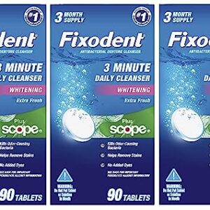 Fixodent 3 Minute Daily Cleanser Tablets Plus Scope, 90 count (Pack of 3)