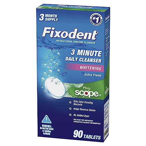 Fixodent 3 Minute Daily Cleanser Tablets Plus Scope, 90 count (Pack of 3)