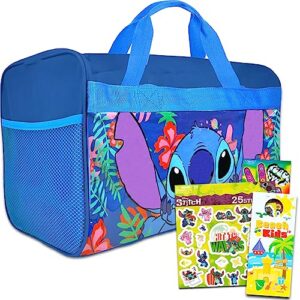 lilo and stitch duffle bag set for kids - 4 pc bundle with stitch luggage carry on suitcase bag, lilo and stitch stickers, tattoos, and more | stitch travel activity set