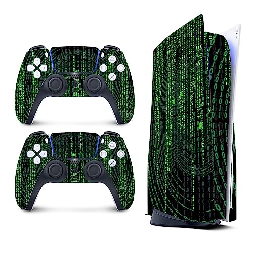 NowSkins Matrix Digital Rain PS5 Skin for Playstation 5, Premium 3M Vinyl Cover Skins Wraps Set for Playstation 5 Disc Edition and PS5 Controller (PS5 Disc Edition)