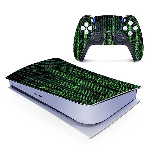 NowSkins Matrix Digital Rain PS5 Skin for Playstation 5, Premium 3M Vinyl Cover Skins Wraps Set for Playstation 5 Disc Edition and PS5 Controller (PS5 Disc Edition)