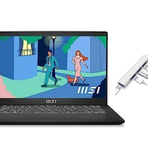 MSI Modern 14" FHD Laptop | Intel Core i5-1155G7 Processor | 16GB RAM | 512GB SSD | Intel Iris Xe Graphics | Backlit Keyboard | Windows 11 Home | Black | Bundle with USB 3.0 Hub