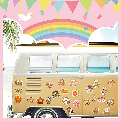 25 Pieces Hippie Car Flower Magnet Groovy Boho Flower Refrigerator Magnets Retro Magnetic Hippie Fridge Magnets for Car Home Metal Door Whiteboard Mailbox Office Cabinets Decor