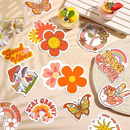 25 Pieces Hippie Car Flower Magnet Groovy Boho Flower Refrigerator Magnets Retro Magnetic Hippie Fridge Magnets for Car Home Metal Door Whiteboard Mailbox Office Cabinets Decor