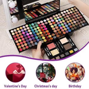 Women Makeup Sets Full Kits - 190 Colors Cosmetic Make Up Gifts Combination with Eyeshadow Facial Blusher Eyebrow Powder Face Concealer Powder Eyeliner Pencil Lip Colors with Full Size Mirror All-in-One Makeup Palette Kit (SET B)