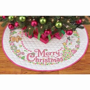 herrschners candy christmas tree skirt stamped cross-stitch kit