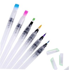 VILLCASE Water Brush Pen 9 Pcs Water Coloring Brush Pen Ink Pen Set Flat Pen Writing Brush Painting Pen Portable White Watercolor Brush Water Soluble Colored Pencils