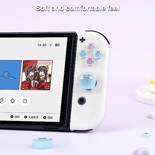 Jusy Cross D-Pad Button Caps Thumb Grips Set, Compatible with Nintendo Switch/OLED/Switch Lite, Cute 3D Soft Silicone ABXY Buttons Sticker Joystick Cover Caps, 132