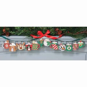 herrschners peppermint mug garland counted cross-stitch kit