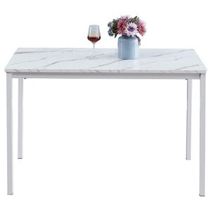 paonne white marble dining table with mdf top and metal frame,rectangle kitchen table for restaurant, apartment and small space