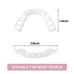 Fake Teeth, 2 PCS Veneers Dentures Socket for Women and Men, Dental Veneers for Temporary Tooth Repair Upper and Lower Jaw, Protect Your Teeth and Regain Confident Smile, Bright White-BB08