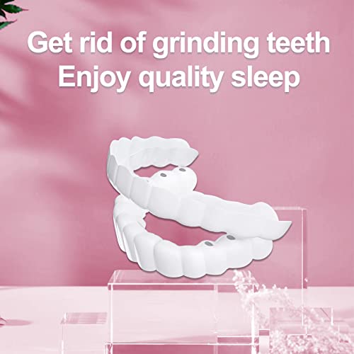 Fake Teeth, 2 PCS Veneers Dentures Socket for Women and Men, Dental Veneers for Temporary Tooth Repair Upper and Lower Jaw, Protect Your Teeth and Regain Confident Smile, Bright White-BB08