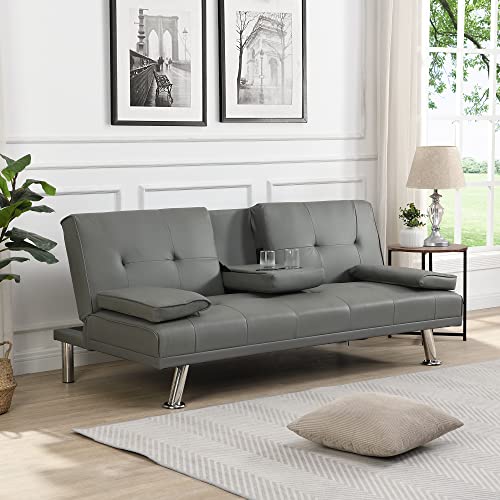 ERYE 3-in-1 Upholstered Futon Sofa Loveseat Convertible Sleeper Couch Bed,2-Seaters Sofa & Couch Soft Cushions Love Seat Daybed for Small Space Living Room Sets