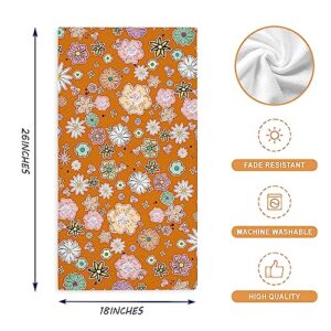 GAGEC Fall Kitchen Towels Retro Pumpkin Season Fall Dish Towels Set of 2, Floral Butterfly Boho Tea Towel 18 x 26 Inch Hand Drying Cloth Towel for Kitchen Home Decoration