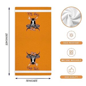 GAGEC Fall Kitchen Towels Funny Fallama Cow Fall Dish Towels Set of 2, Autumn Holiday Tea Towel 18 x 26 Inch Hand Drying Cloth Towel for Kitchen Home Decoration