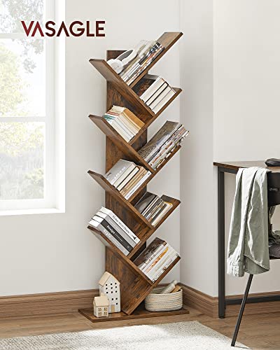 VASAGLE Bookshelf, 6-Tier Bookcase, Tall Display Shelf, Freestanding Storage Shelf, Room Divider &, 8-Tier Floor Standing Tree Bookshelf, with Shelves for Living Room, Home Office