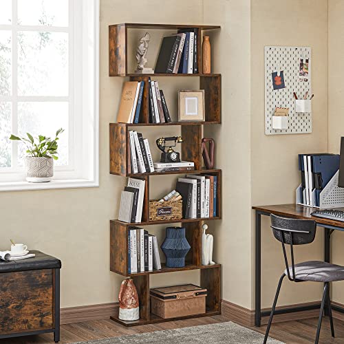 VASAGLE Bookshelf, 6-Tier Bookcase, Tall Display Shelf, Freestanding Storage Shelf, Room Divider &, 8-Tier Floor Standing Tree Bookshelf, with Shelves for Living Room, Home Office