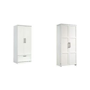 sauder homeplus wardrobe, soft white finish & homeplus storage cabinet, white finish
