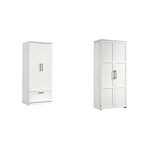 Sauder Homeplus Wardrobe, Soft White Finish & HomePlus Storage Cabinet, White Finish