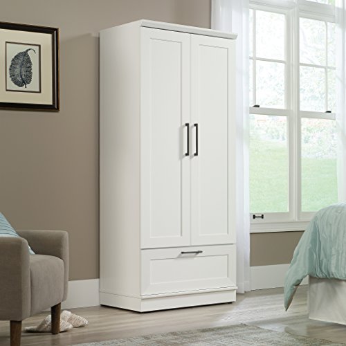 Sauder Homeplus Wardrobe, Soft White Finish & HomePlus Storage Cabinet, White Finish