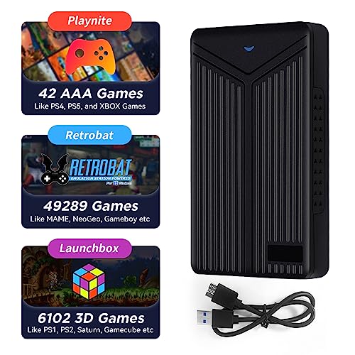 Emulator Console 4T Retro Game Console with built in 55,433 Games, Game Drive Video Game Console Preloaded with Playnite, Launchbox, Retrobat 3 Game System, HDD Hard Drive Plug and Play