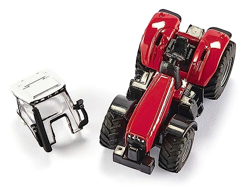 Massey Ferguson 8480 Dyna VT Tractor Red with Silver Top and Krampe Dump Trailer Red 1/87 (HO) Diecast Models by Siku SK1844