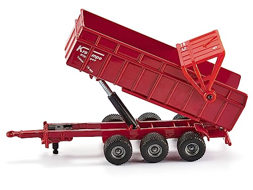 Massey Ferguson 8480 Dyna VT Tractor Red with Silver Top and Krampe Dump Trailer Red 1/87 (HO) Diecast Models by Siku SK1844