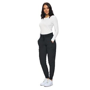 Monarch Uniforms Womens Jogger Scrubs Ribbed Jogger Scrub Pants for Women-Petite-(Black)-S