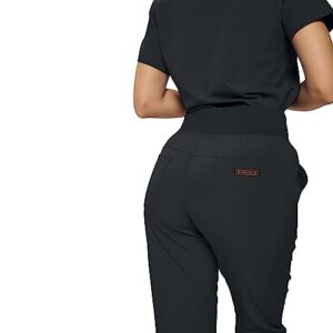 Monarch Uniforms Womens Jogger Scrubs Ribbed Jogger Scrub Pants for Women-Petite-(Black)-S