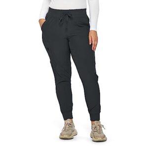 Monarch Uniforms Womens Jogger Scrubs Ribbed Jogger Scrub Pants for Women-Petite-(Black)-S