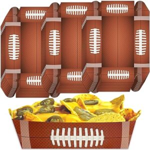 football disposable paper trays| (50 pcs) fair food boats concession snacks| carnival nachos, chips serving basket| football theme paper food tray| big game snack tray| football party baskets|bashout