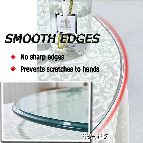 SNWGPLY Kitchen Dining Table Top, Round Dining Table Glass Table Top, Round Glass Table Top Replacement, 6 Non-Slip Rubber Pads, 35-100cm, Easy to Clean, Transparent