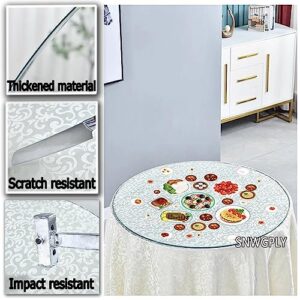 SNWGPLY Kitchen Dining Table Top, Round Dining Table Glass Table Top, Round Glass Table Top Replacement, 6 Non-Slip Rubber Pads, 35-100cm, Easy to Clean, Transparent