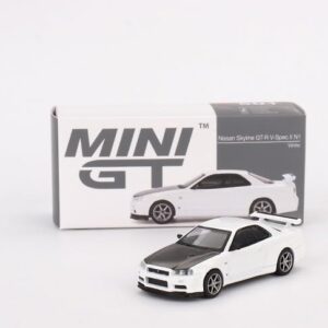 True Scale Miniatures Model Car Compatible with Nissan Skyline GT-R (R34) V-Spec II N1 (White) Limited Edition 1/64 Diecast Model Car MGT00501