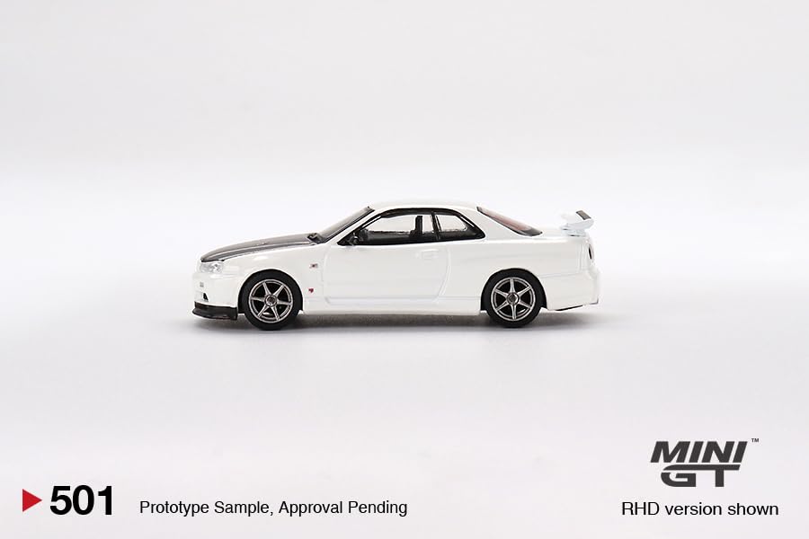 True Scale Miniatures Model Car Compatible with Nissan Skyline GT-R (R34) V-Spec II N1 (White) Limited Edition 1/64 Diecast Model Car MGT00501