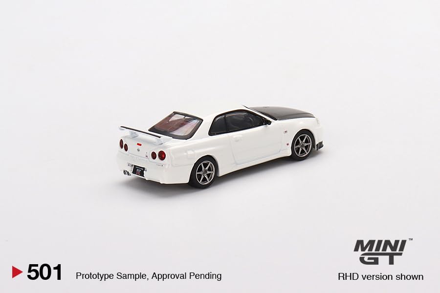 True Scale Miniatures Model Car Compatible with Nissan Skyline GT-R (R34) V-Spec II N1 (White) Limited Edition 1/64 Diecast Model Car MGT00501