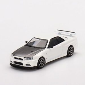 True Scale Miniatures Model Car Compatible with Nissan Skyline GT-R (R34) V-Spec II N1 (White) Limited Edition 1/64 Diecast Model Car MGT00501