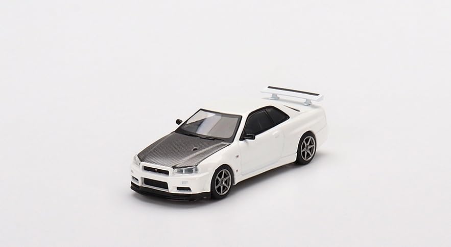 True Scale Miniatures Model Car Compatible with Nissan Skyline GT-R (R34) V-Spec II N1 (White) Limited Edition 1/64 Diecast Model Car MGT00501