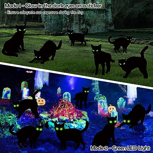 6 Pack Black Cat Halloween Decor Yard Signs with Stakes,Halloween Decorations Outdoor, Scary Silhouette with Glow in Dark Eyes for Outdoor Yard Lawn Garden Halloween Decor