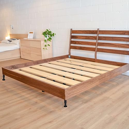 RealPlus 4pcs Adjustable Bed Frame Support Legs, Heavy Duty Metal Bed Center Slat Support Legs with Wider Base (4.7"-7")