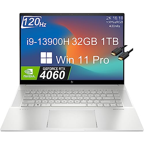 HP Envy 16 16.0" 120Hz 2K Touchscreen (Intel 13th Gen i9-13900H, 32GB DDR5 RAM, 1TB PCle SSD, NVIDIA GeForce RTX 4060 8GB) Workstation & Backlit Gaming Laptop, IST HDMI Cable, WiFi 6E, Win 11 Pro