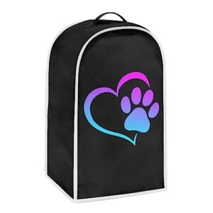doginthehole heart dog paw print blender cover dust cover small kitchen appliance covers for stand mixer or coffee machine, home blender dust covers food processor cover with top handle