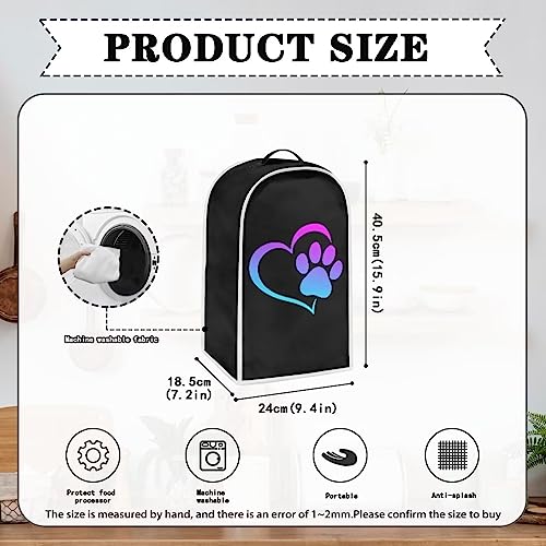 doginthehole Heart Dog Paw Print Blender Cover Dust Cover Small Kitchen Appliance Covers for Stand Mixer or Coffee Machine, Home Blender Dust Covers Food Processor Cover with Top Handle