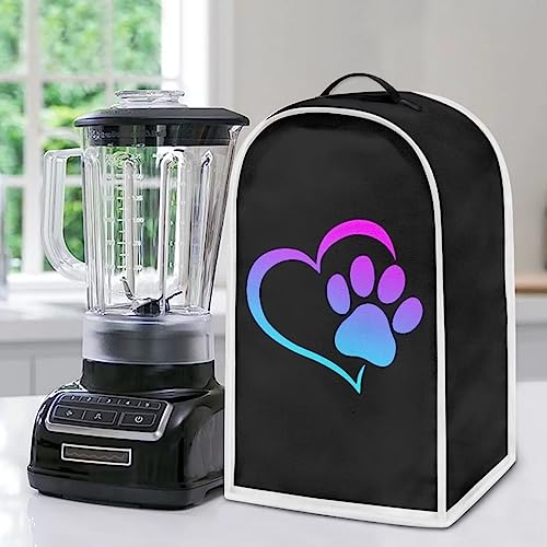 doginthehole Heart Dog Paw Print Blender Cover Dust Cover Small Kitchen Appliance Covers for Stand Mixer or Coffee Machine, Home Blender Dust Covers Food Processor Cover with Top Handle